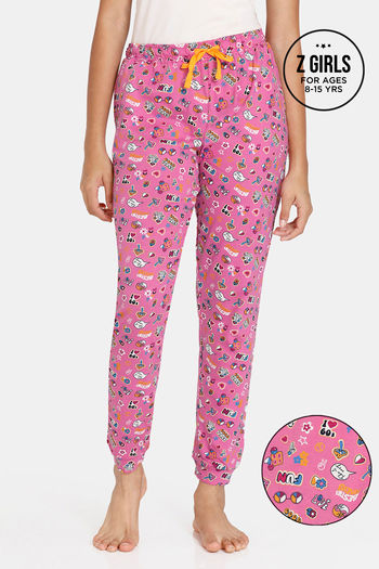 Buy Zivame Girls Stickerish Knit Cotton Pyjama - Ibis Rose
